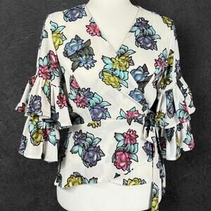 Y2K Flamenco Double Exaggerated Ruffle Mafia Style Sleeve GNO Rampage Wrap Top L